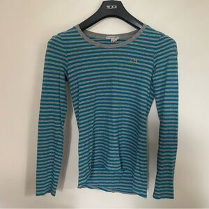 Lacoste Turquoise and Gray Striped Shirt size XS/S 34